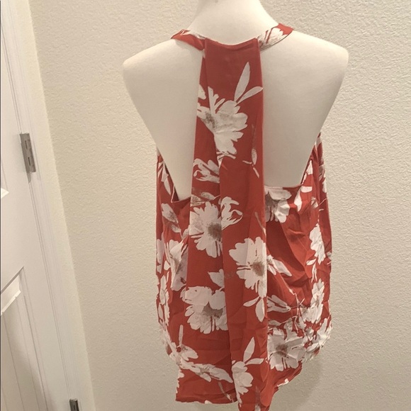 Rust and White Floral Halter Top - Picture 2 of 6